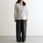 60s ORGANIC CAMBRIC WITH EMB BANDED COLLAR EMB SHIRT #9200 LT GREY [NMDS26221]