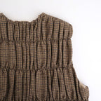 COTTON WOOL SHIRRING VEST #Check [no.7701]