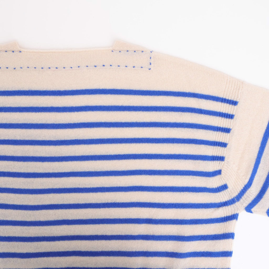 Basque pullover (boat neck) #ivory×blue [mdm02-01]