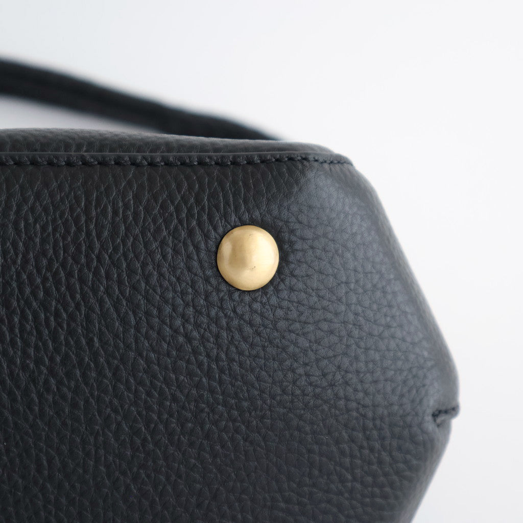 GRAINED LEATHER ONE HANDLE BAG #9900 BLACK [SVMDS2551F]