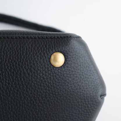 GRAINED LEATHER ONE HANDLE BAG #9900 BLACK [SVMDS2551F]