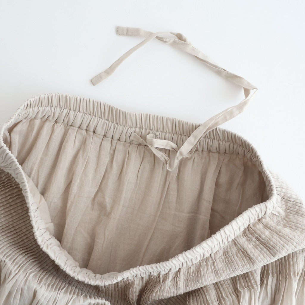 80s ORGANIC COTTON VOILE MINI PINTUCK FLARED SKIRT #8200 BEIGE (MILKY BEIGE) [NMDS26245]