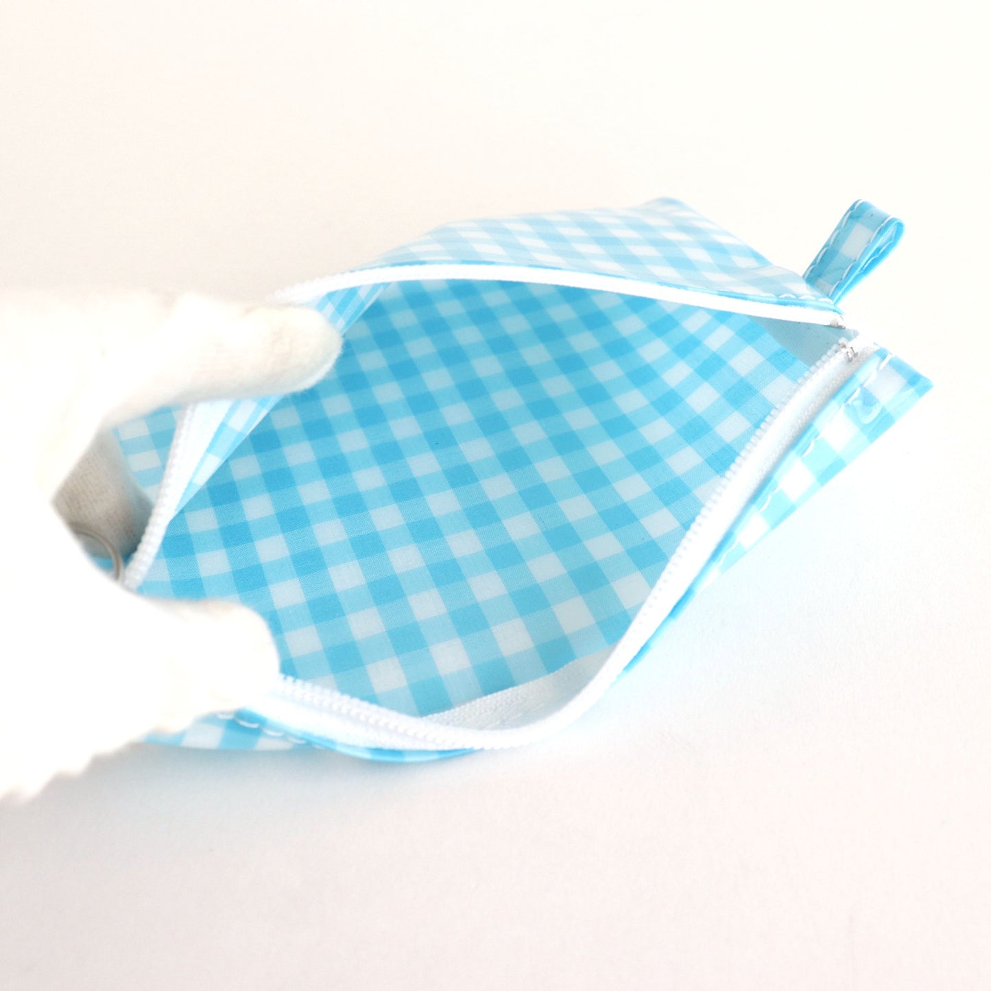 FLAT POUCH MEDIUM #GINGHAM SAX [TMB-2565H]