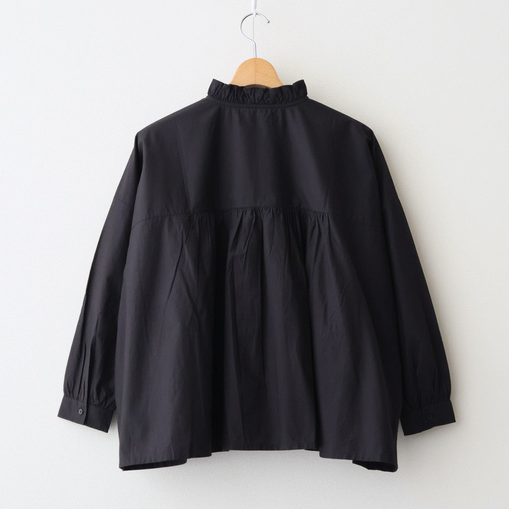 40s POPLIN PLAIN FRILL COLLAR SHIRT #9900 BLACK [NSL25542]