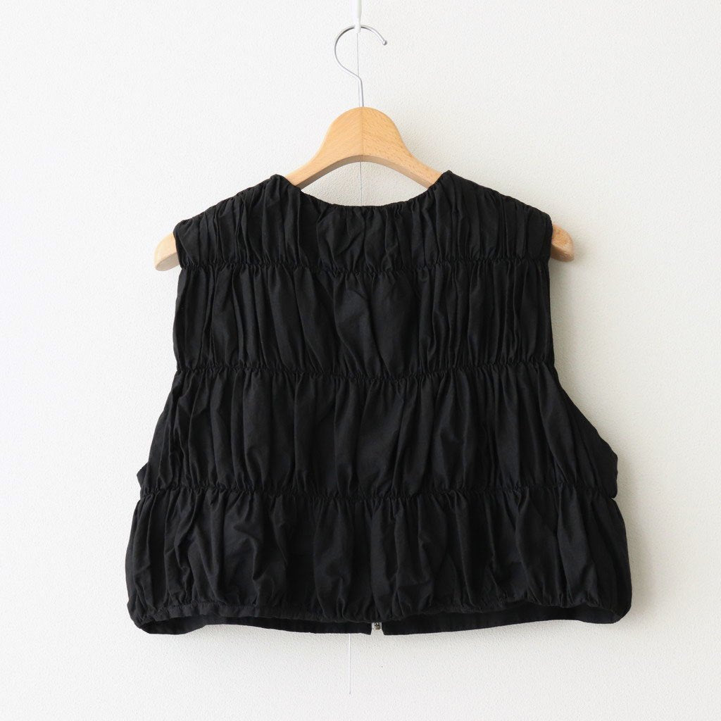 GARMENT DYE LAWN SHIRRING VEST #Black [no.7521]