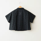 ⼼の花苑 Open-collar cropped overshirt #black [TLF-226-SH007-ec]