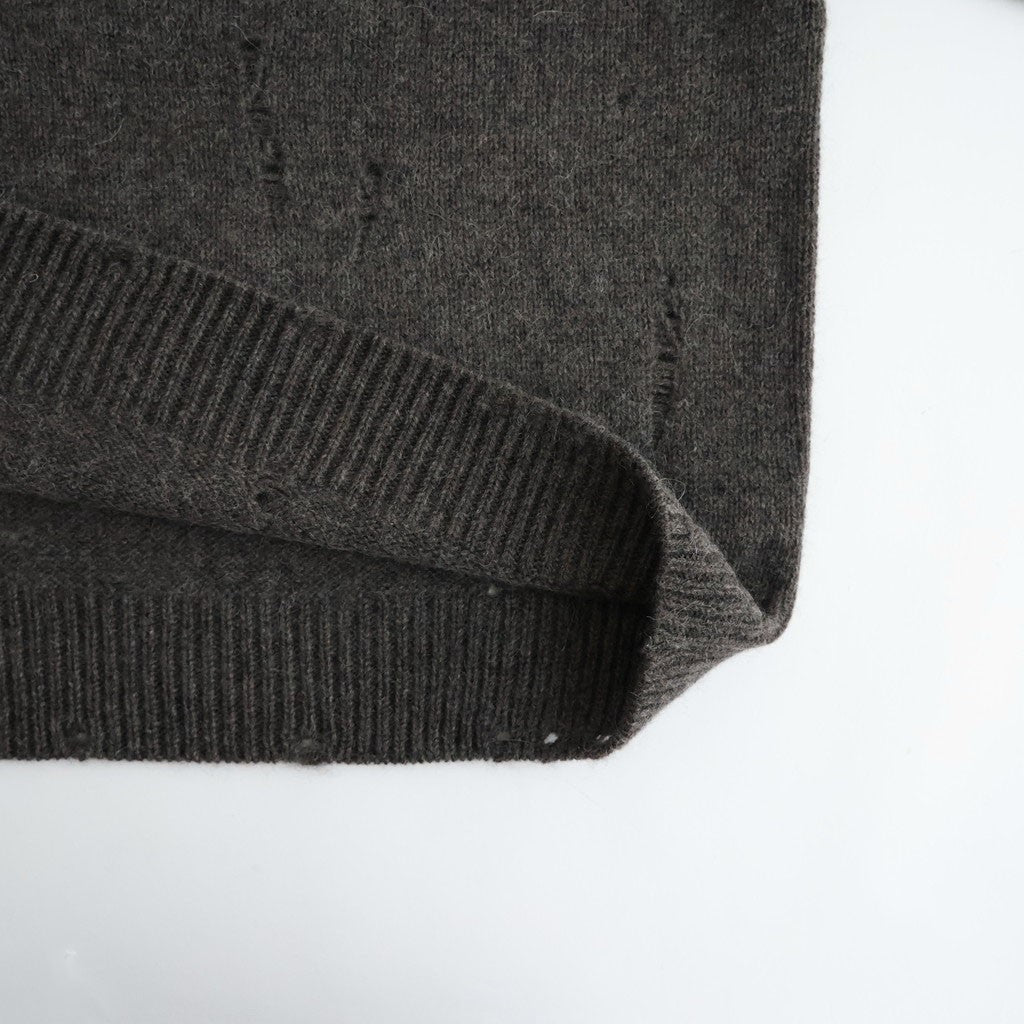 royal baby alpaca damage pattern-knit P/O #melange dark brown [WXFL-UW130]