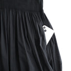 80s ORGANIC COTTON VOILE CREW-NECK HALF/SLEEVE DRESS WITH MINI PINTUCK #9900 BLACK [NMDS26243]