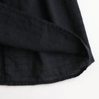 80s ORGANIC DOBIE CHECK(OVERDYE) CREW-NECK P/O HALF/SL SHIRT WITH PINTUCK #9971 O.BLACK [NMDS25251D]
