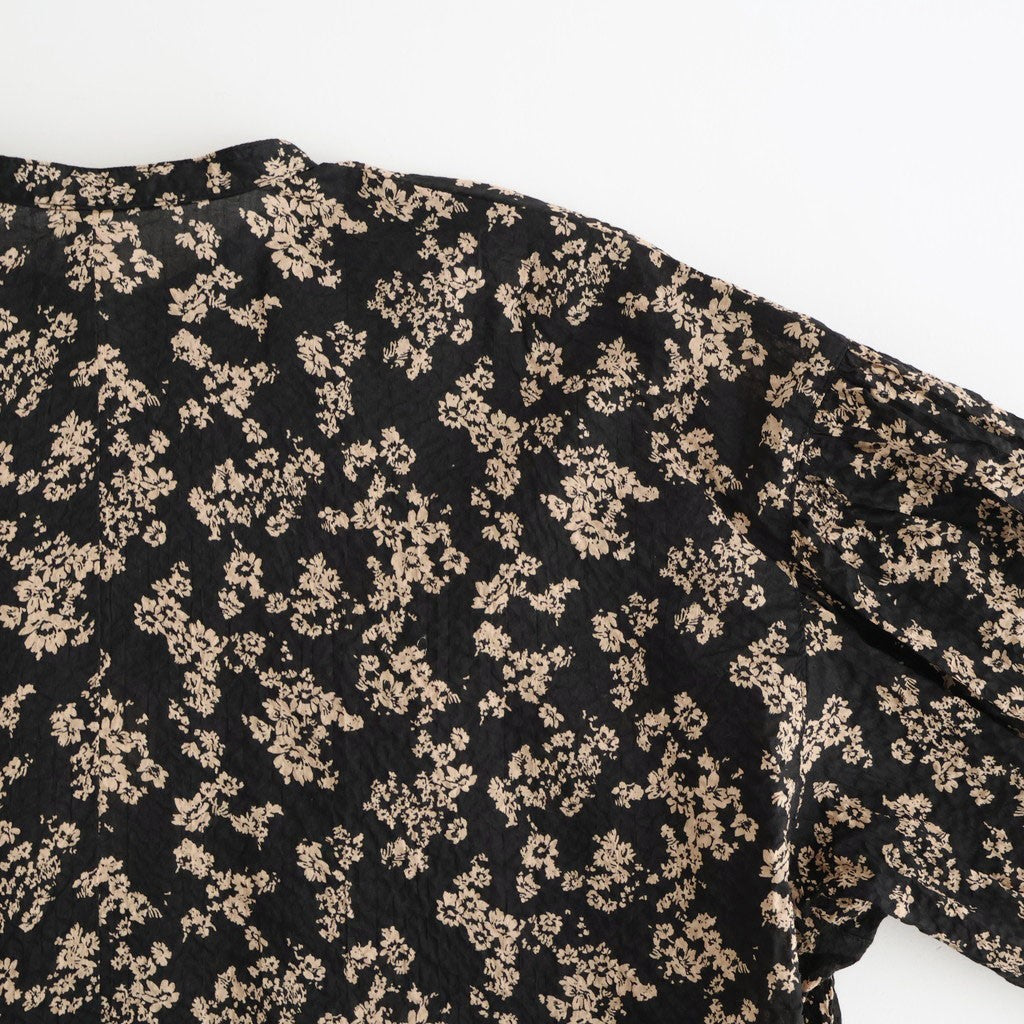 フラワープリント/ナチュラルタイプライター バンドカラーシャーリングBL #021 ウェーブフラワーモカ [PA260BL029]