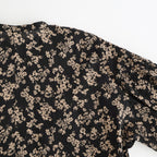 フラワープリント/ナチュラルタイプライター バンドカラーシャーリングBL #021 ウェーブフラワーモカ [PA260BL029]