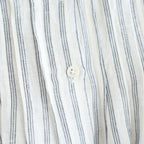 60s AUTO LOOM COTTON/LINEN STRIPE BANDED COLLAR FRENCH/SL PINTUCK SHIRTS #9139 OFF.WHITE/NAVY STRIPE [INSL26331]
