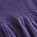 80s ORGANIC MICRO CHECK OVERDYE CREW-NECK BUTTON SHIRT MAXI DRESS WITH MINI PINTUCK #2813 PURPLE (D.PURPLE) [NMDS26234D]