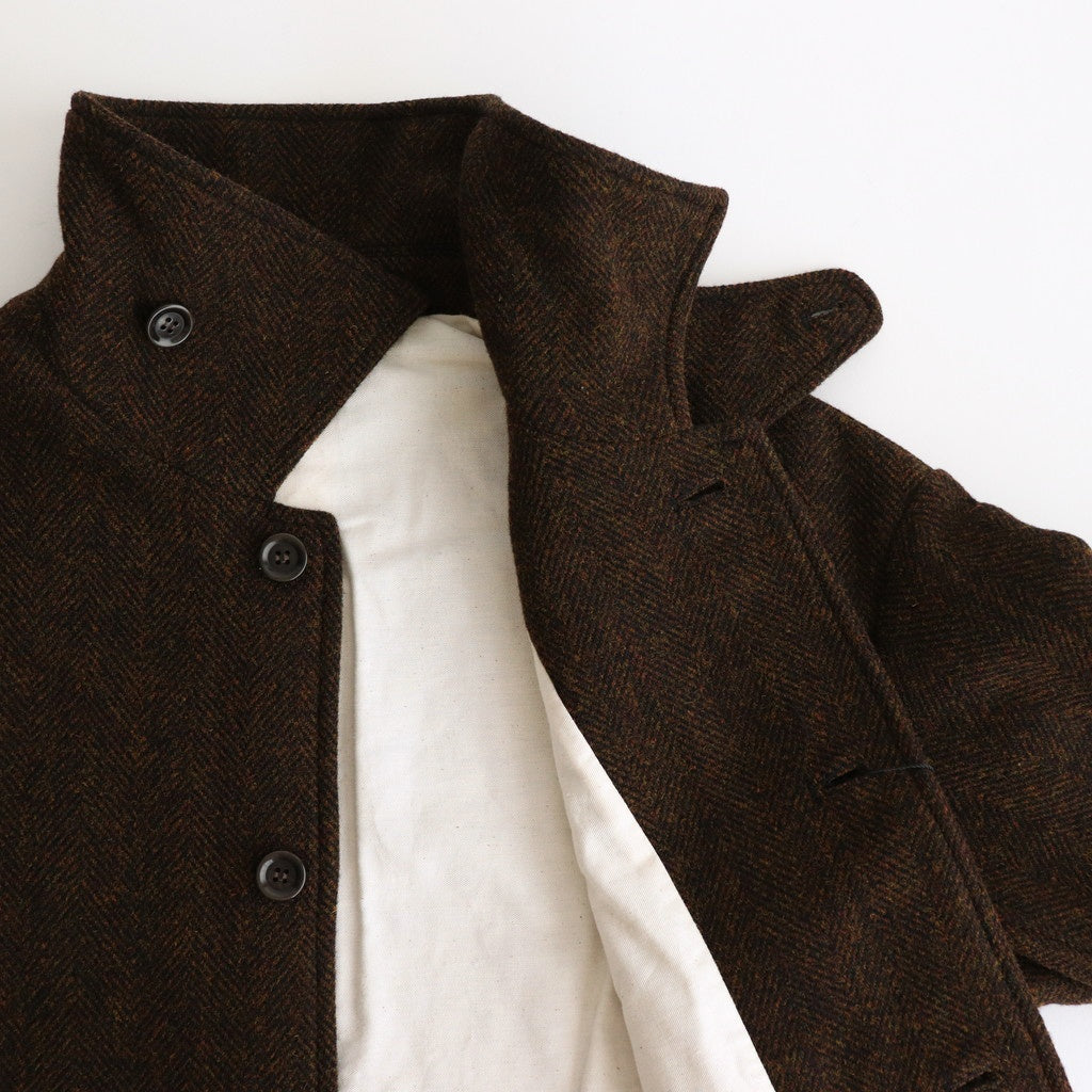 Bishu original wool herringbone stand collar coat #brown herringbone [TS243CO080]