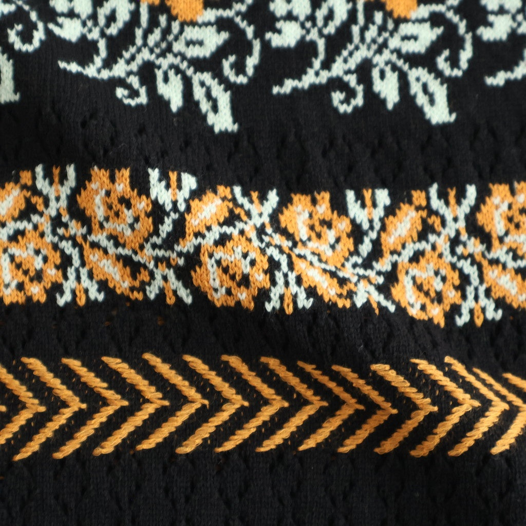 Flower Jacquard Knit Vest #Black [261806]