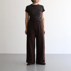 brushed silk cotton wide straight pants #dark brown [WVFL-UW103]
