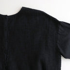 80s ORGANIC DOBIE CHECK(OVERDYE) CREW-NECK P/O HALF/SL SHIRT WITH PINTUCK #9971 O.BLACK [NMDS25251D]