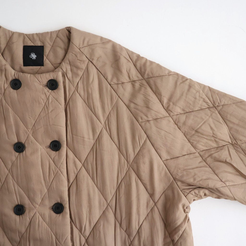 BANGALORE SILK PLAIN PADDED NO COLLAR DOUBLE COAT #8400 DK BEIGE [NMDS26552]