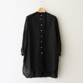 G.D COTTON SILK STAND COLLAR LONG SHIRT #Black [no.7366]
