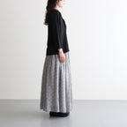 HANDWOVEN COTTON/SILK SMALL GINGHAM CHECK GATHERED SKIRT #9691 GREY(OFF.WHITE×GREY) [INMDS26026]