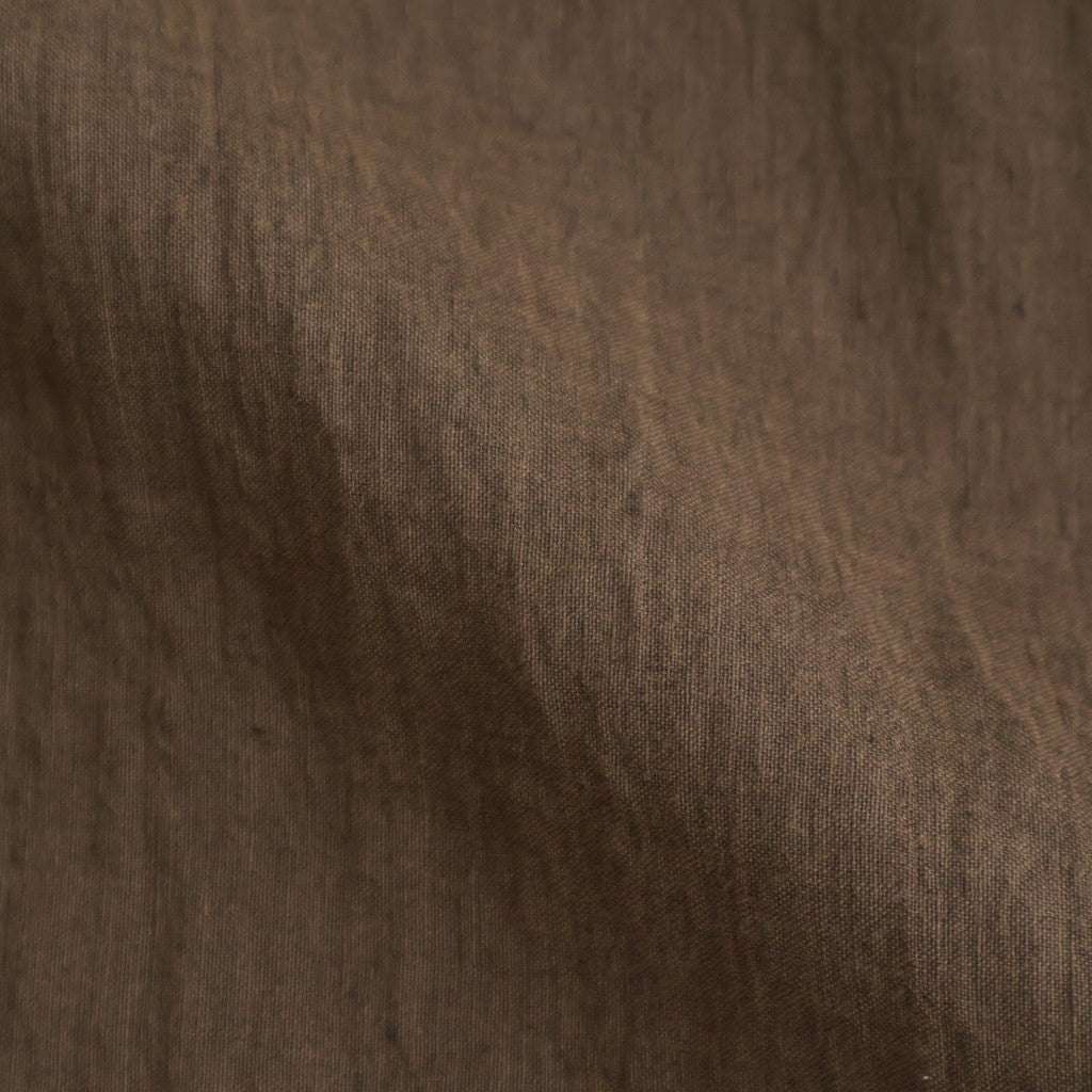 AUTO LOOM LINEN/COTTON PLAIN OVERDYE OPEN COLLAR S/SL SHIRTS #8960 C.BROWN [IMDSH2612LCD]