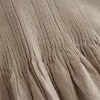 HANDWOVEN HEAVY COTTON PLAIN BACK OPENING STAND COLLAR SHIRT WITH MINI PINTUCK #8300 BEIGE/BLACK SELVAGE [INMDS25722]