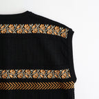 Flower Jacquard Knit Vest #Black [261806]