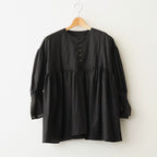 静寂の⽋⽚ Gathered half-placket blouse #black [TLF-226-SH010-la]