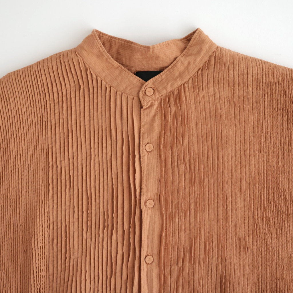 80s ORGANIC VOILE STRIPE (OVERDYE) BANDED SHIRT DRESS WITH MINI PINTUCK #6700 DK.ORANGE [NMDS26514D]