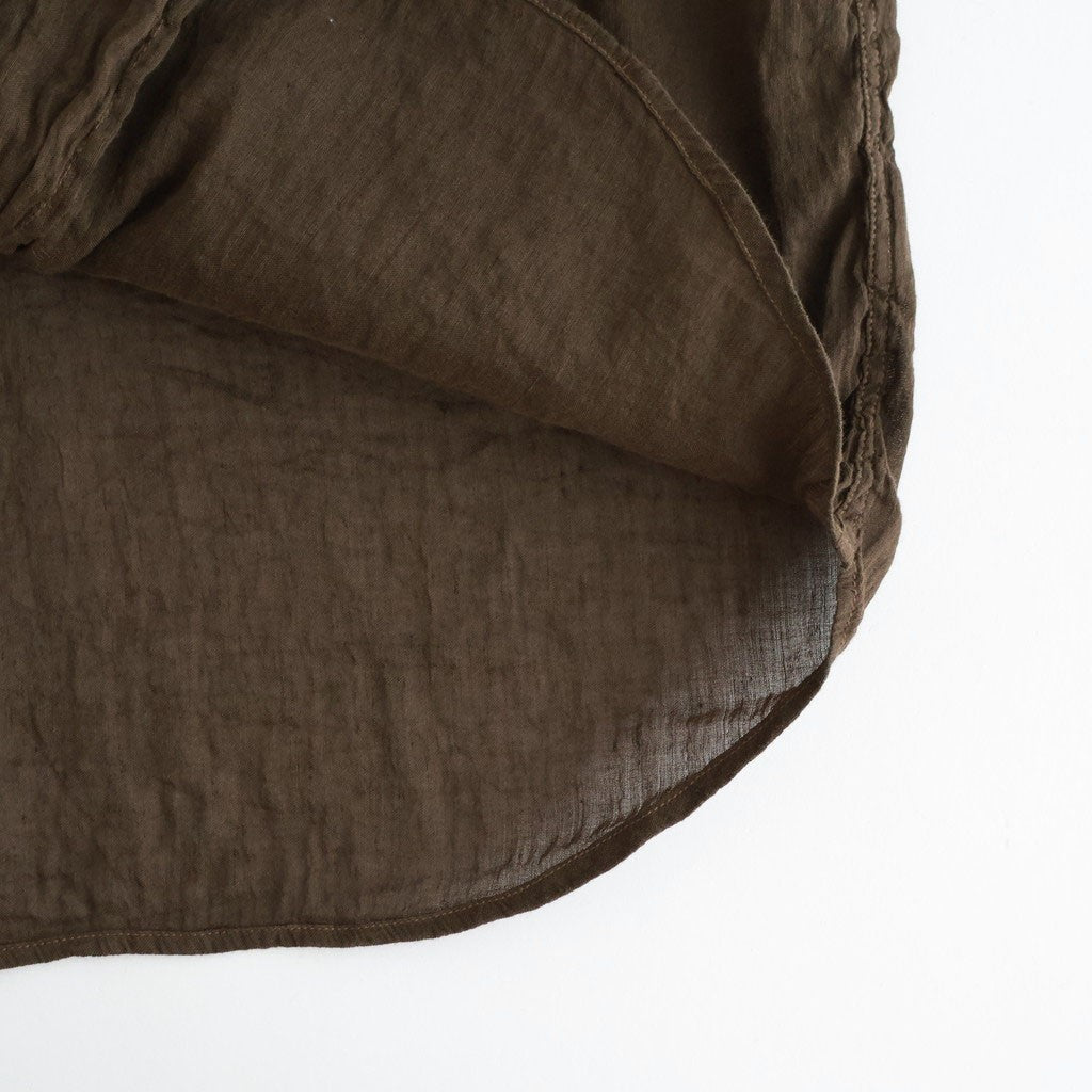 AUTO LOOM LINEN/COTTON PLAIN OVERDYE OPEN COLLAR S/SL SHIRTS #8960 C.BROWN [IMDSH2612LCD]
