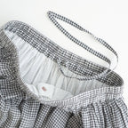 HANDWOVEN COTTON/SILK SMALL GINGHAM CHECK GATHERED SKIRT #9691 GREY(OFF.WHITE×GREY) [INMDS26026]