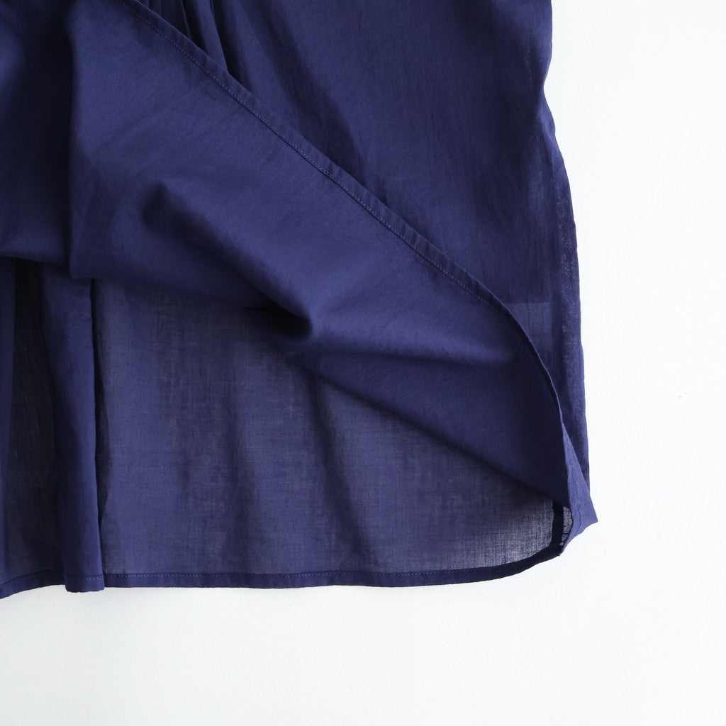 80s COTTON VOILE PLAIN BANDED COLLAR FRENCH/SL PINTUCK SHIRT #3800 NVY (BRIGHT NAVY) [NSL26022]