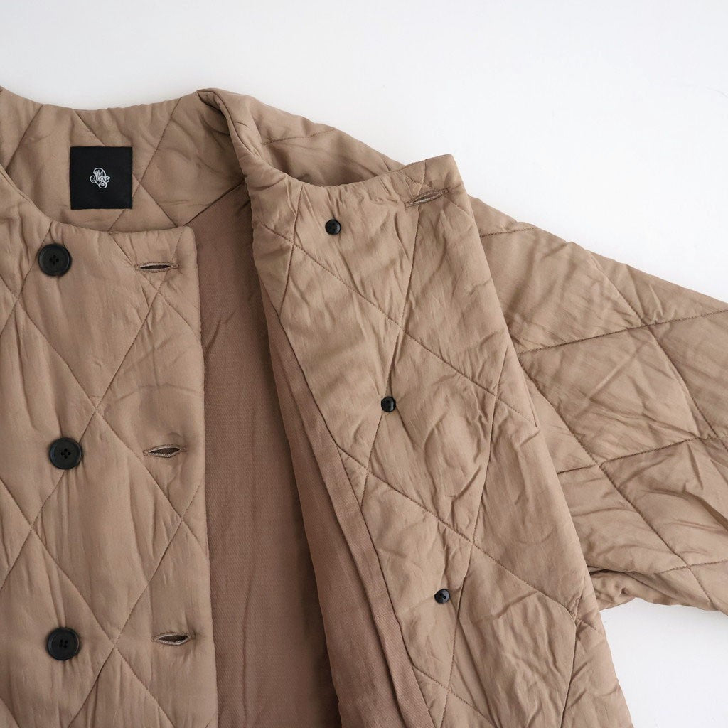 BANGALORE SILK PLAIN PADDED NO COLLAR DOUBLE COAT #8400 DK BEIGE [NMDS26552]