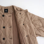 BANGALORE SILK PLAIN PADDED NO COLLAR DOUBLE COAT #8400 DK BEIGE [NMDS26552]