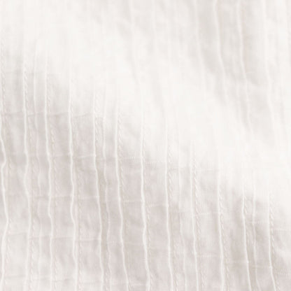 80s ORGANIC DOBIE CHECK(OVERDYE) BANDED COLLAR MAXI DRESS WITH PINTUCK #9170 MINRAL WHITE [NMDS25254D]