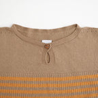 Stripe Long-sleeved Tee #Beige x Orange [Oni068]