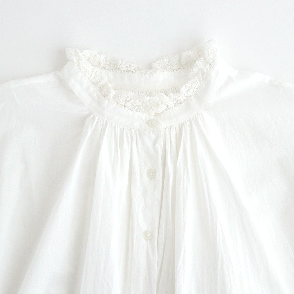 60s COTTON CAMBRIC PLAIN WITH LACE LACE FRILL COLLAR SHIRT #9000 WHITE [NSL26551]