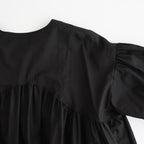 静寂の⽋⽚ Gathered half-placket blouse #black [TLF-226-SH010-la]