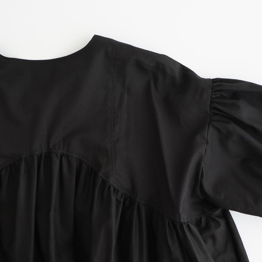 静寂の⽋⽚ Gathered half-placket blouse #black [TLF-226-SH010-la]
