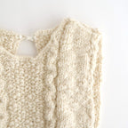 夜を紡ぐ Knitted fringe vest #ecru [TLF-126-hkn002]