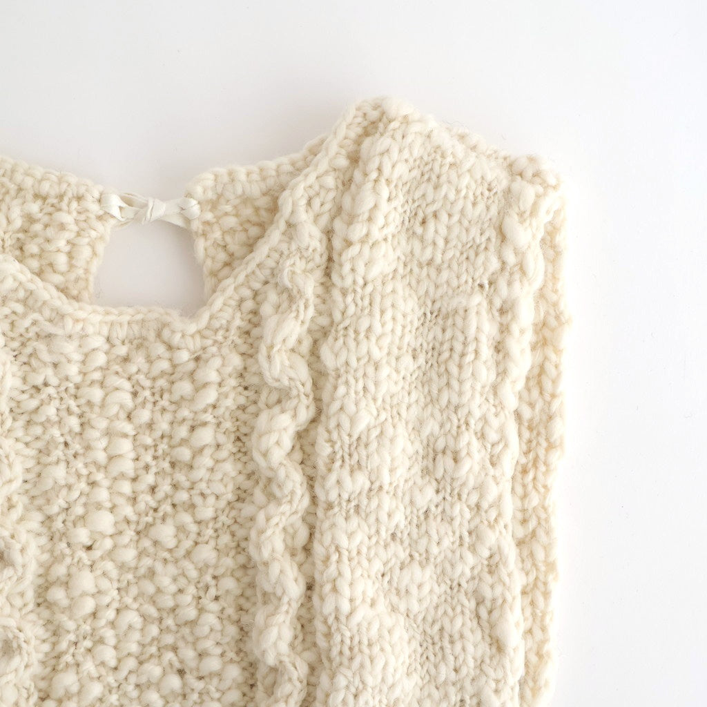 夜を紡ぐ Knitted fringe vest #ecru [TLF-126-hkn002]
