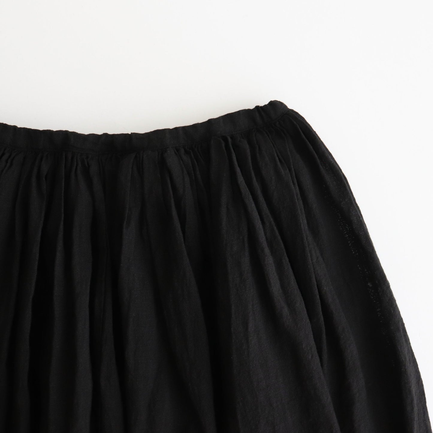 LINEN HEMP GATHER SKIRT #Black [no.7424]