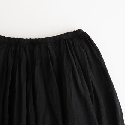LINEN HEMP GATHER SKIRT #Black [no.7424]
