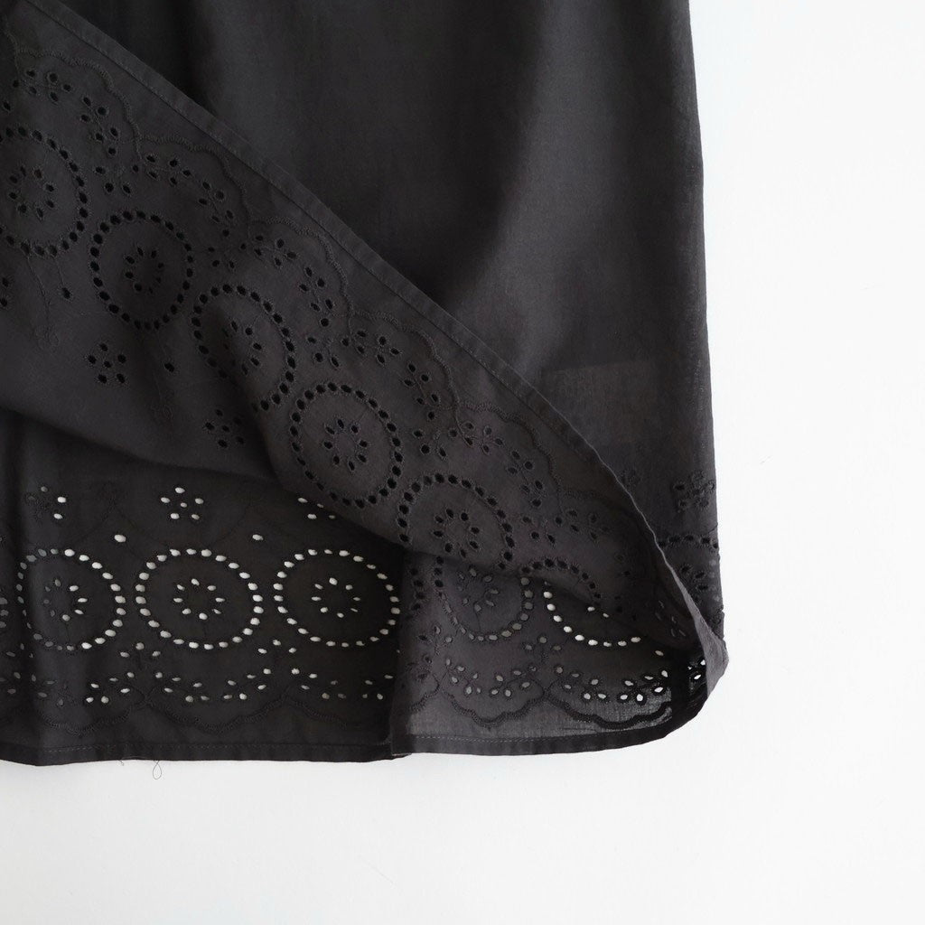 80s VOILE PLAIN WITH CUT WORK LACE BANDED COLLAR PINTUCK SHIRTS #9900 BLACK [INSL26341]