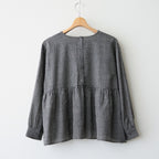 BOILE WOOL SMALL GINGHAM CHECK GATHERED CREW NECK PULLOVER #9981 BLK (BLACK/ECRU SAND CHECK) [NMDS26582]