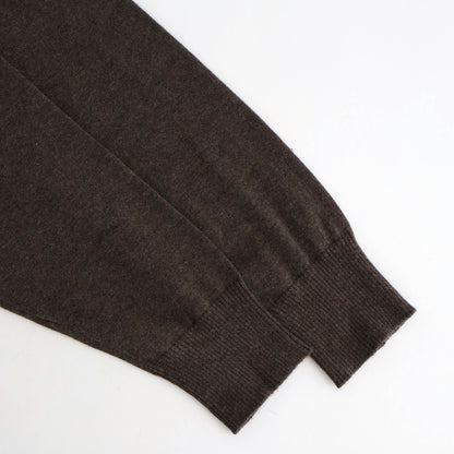 14GG 2PLY PLAIN STITCH COTTON/WOOL/CASHMERE V-NECK CARDIGAN #8600 BROWN [GNSL25531]