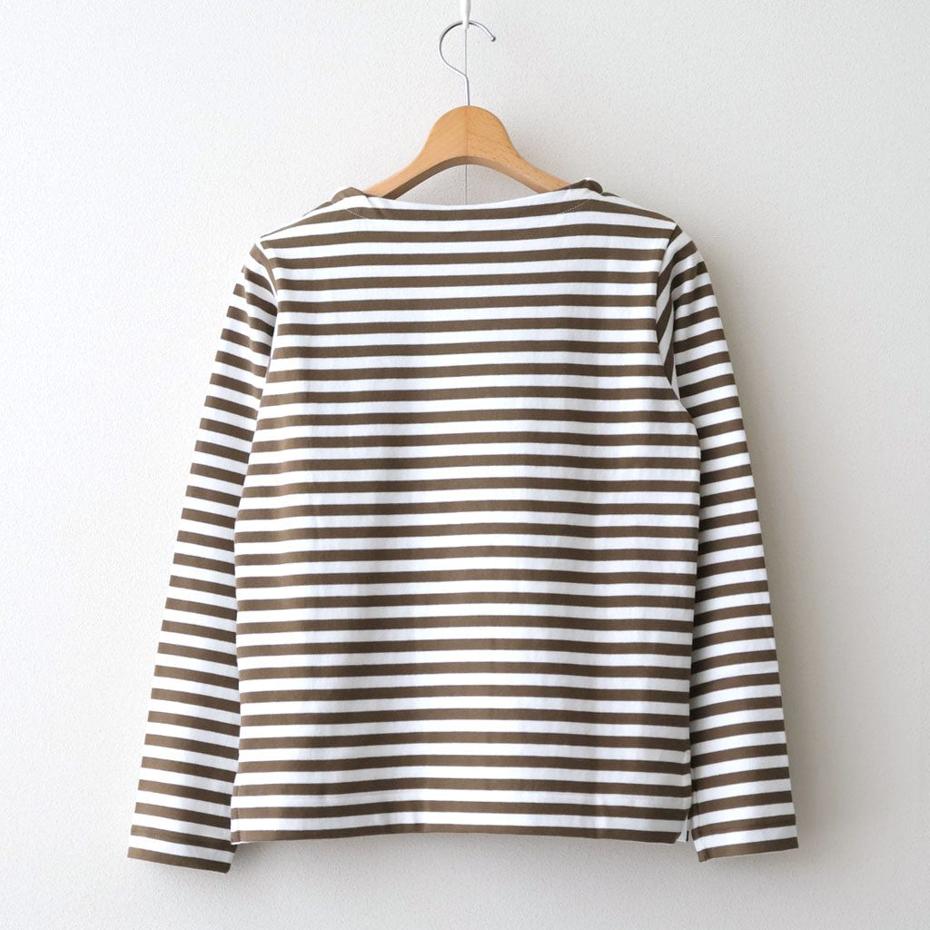 裏起毛 BORDER SPY EYE BOAT NECK PULLOVER #Khaki [no.7743]