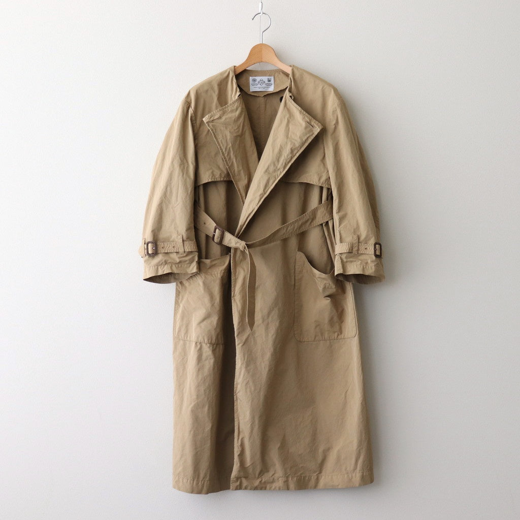 GARMENT DYE NO COLLAR TRENCH COAT #Beige [no.7277]