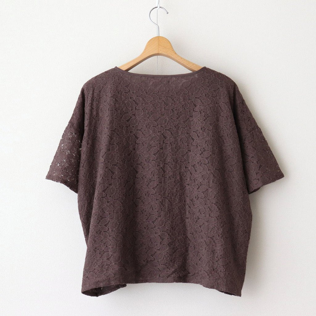 VOILE TULLE LACE S/SL SMOCK WITH COTTON VOILE #9700 CHARCOAL [NSL25051]