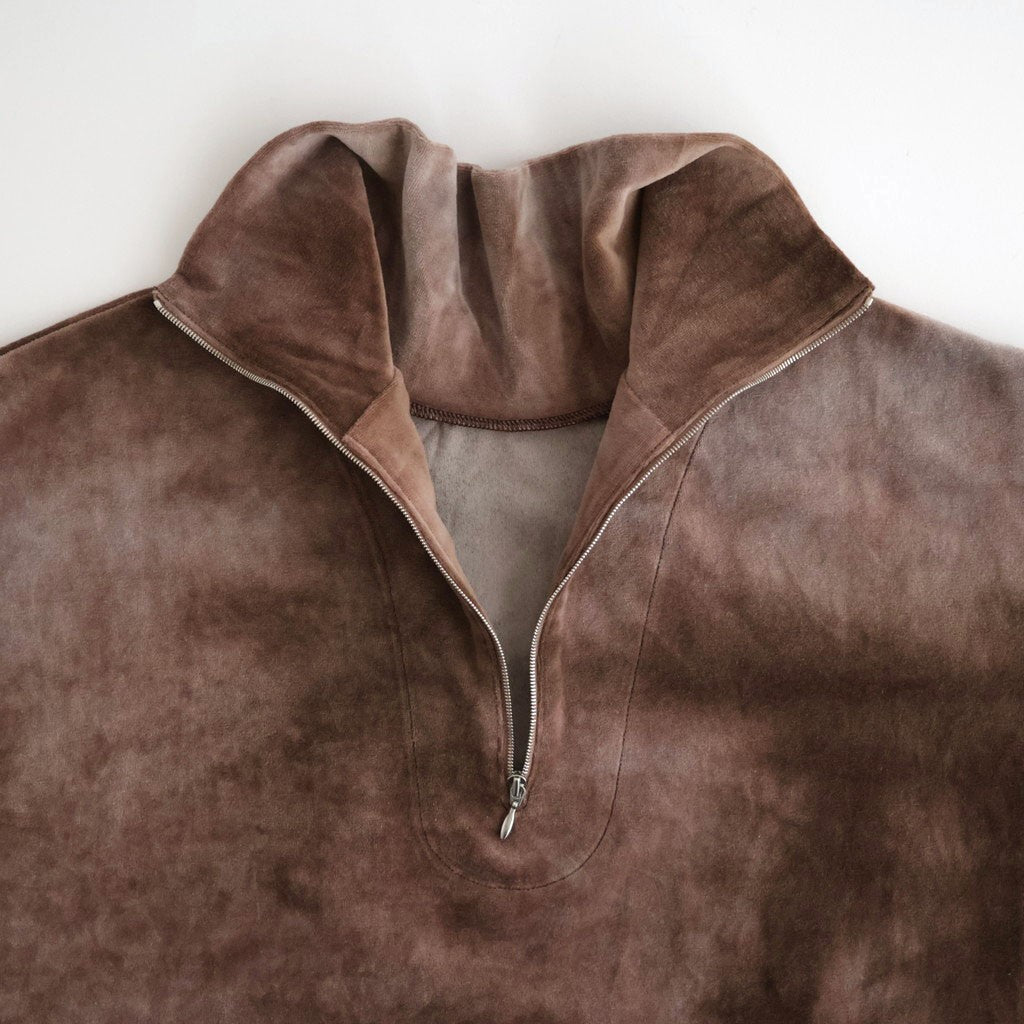 tie-dyed cotton velour high-neck P/O #cocoa brown × gray [WXFL-UW116]